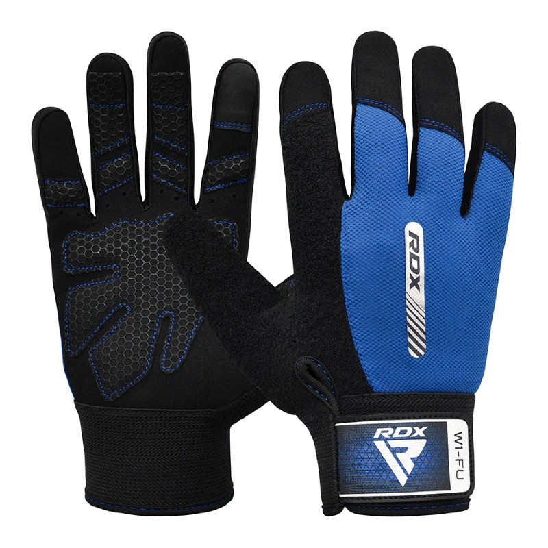 RDX Sports W1 Full-Finger Padded Weightlifting Gym Gloves (Blue)